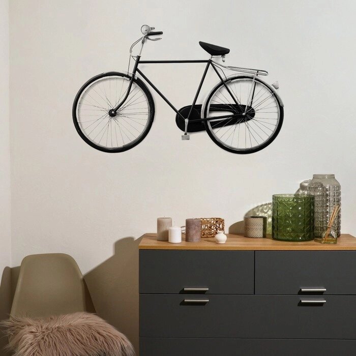Декор настенный металл "Велосипед" черный 108х8х67 см от компании Интернет-гипермаркет «MOLL» - фото 1