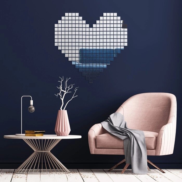 Декор настенный "Сердечки", из акрила, зеркальный, 261 элемент, 46 х 43 см, серебро от компании Интернет-гипермаркет «MOLL» - фото 1
