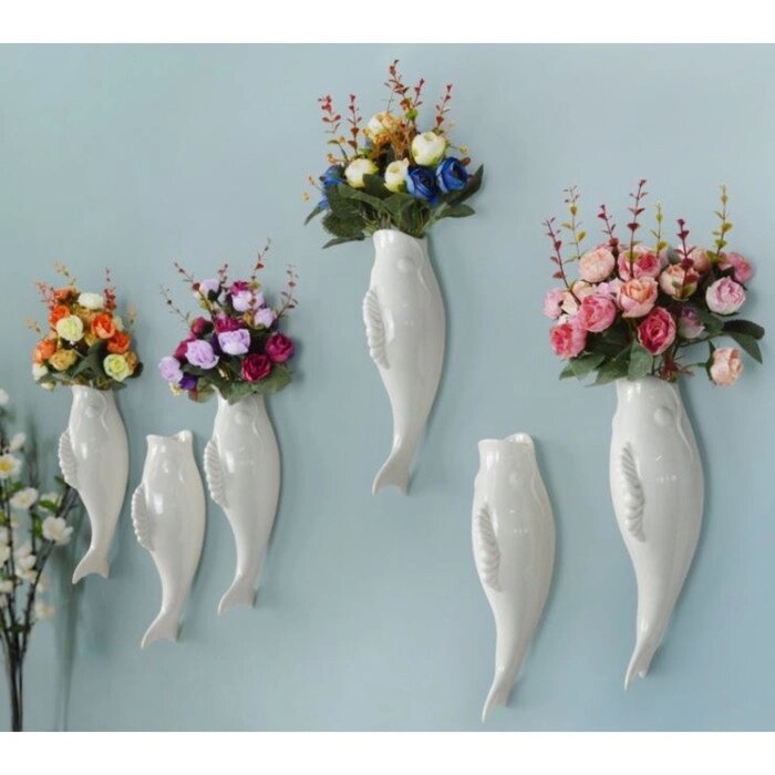 Декор настенный-ваза  "Рыбки"  26.2 x 7.3 см, белый от компании Интернет-гипермаркет «MOLL» - фото 1