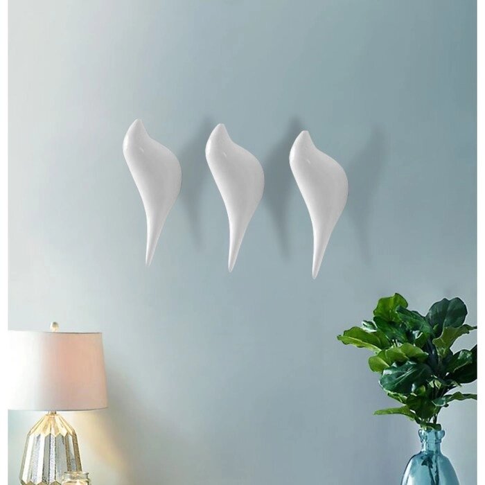 Декор настенный-вешалка "Птичка" 13 x 4 см, белый от компании Интернет-гипермаркет «MOLL» - фото 1