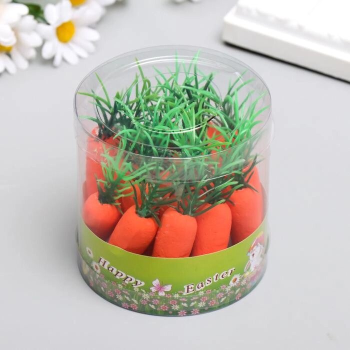 Декор пасхальный "Морковки" набор 18 шт морковка 8х1,3 см, 8х8х8 см от компании Интернет-гипермаркет «MOLL» - фото 1