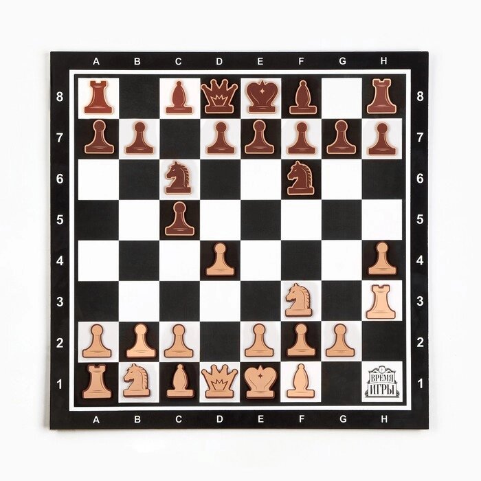 Демонстрационные шахматы "Время игры" на магнитной доске, 32 шт, поле 40 х 40 см, чёрные от компании Интернет-гипермаркет «MOLL» - фото 1