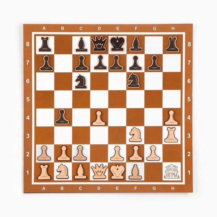 Демонстрационные шахматы "Время игры" на магнитной доске, 32 шт, поле 40 х 40 см, коричневые от компании Интернет-гипермаркет «MOLL» - фото 1