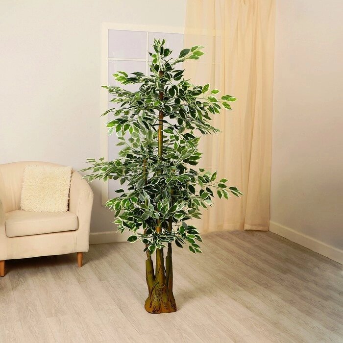 Дерево искусственное 160 см лист с белой каемкой от компании Интернет-гипермаркет «MOLL» - фото 1