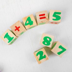 Деревянные кубики "Цифры" 12 элементов: 4 4 см, Томик