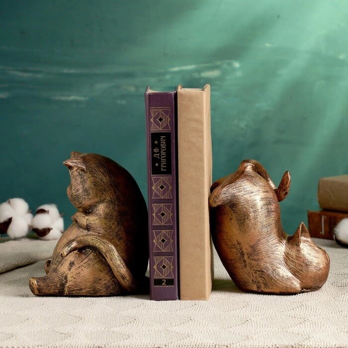 Держатель-подставка для книг "Два кота" набор, бронза, 15см от компании Интернет-гипермаркет «MOLL» - фото 1