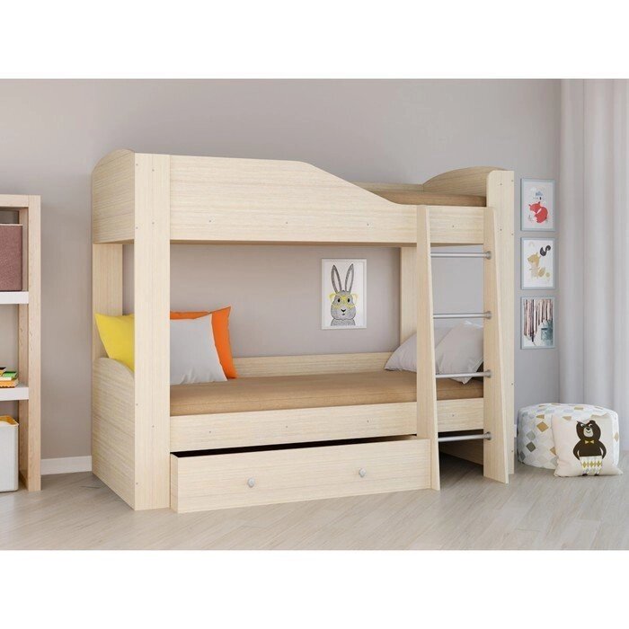 Детская двухъярусная кровать "Астра 2", цвет дуб молочный/дуб молочный от компании Интернет-гипермаркет «MOLL» - фото 1