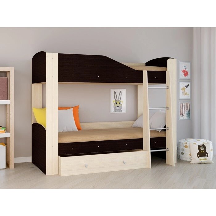 Детская двухъярусная кровать "Астра 2", цвет дуб молочный/венге от компании Интернет-гипермаркет «MOLL» - фото 1