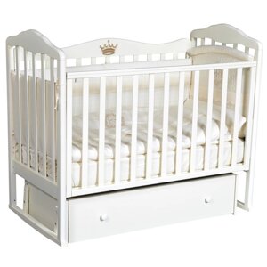 Детская кровать "Антел" Anita-7, универсальный маятник, фигурная спинка, ящик, цвет белый