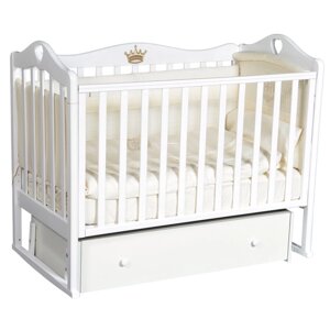 Детская кровать "Антел" Karolina-5, универсальный маятник, фигурная спинка, ящик, цвет белый 48819