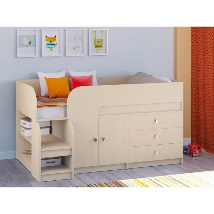 Детская кровать-чердак "Астра 9 V1", цвет дуб молочный/дуб молочный от компании Интернет-гипермаркет «MOLL» - фото 1