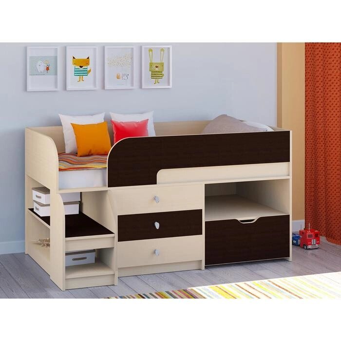 Детская кровать-чердак "Астра 9 V5", цвет дуб молочный/венге от компании Интернет-гипермаркет «MOLL» - фото 1