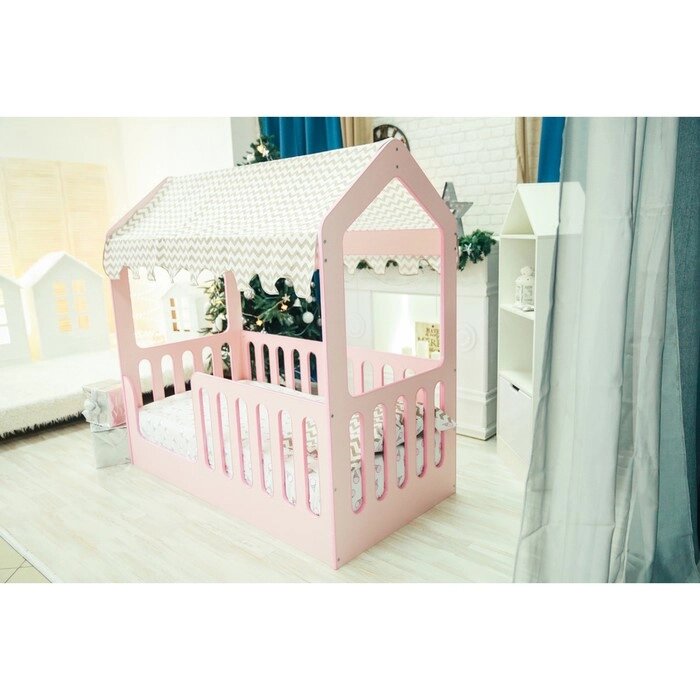 Детская кровать-домик без ящика, розовый, 800х1600, текстиль 1 от компании Интернет-гипермаркет «MOLL» - фото 1