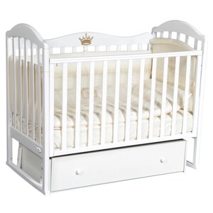 Детская кровать Oliver Camilla, универсальный маятник, фигурная спинка, ящик, цвет белый