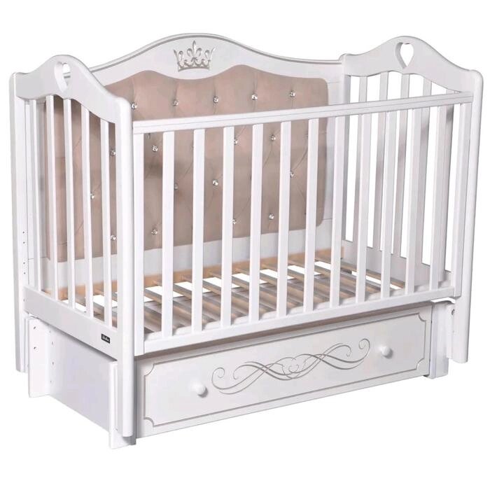 Детская кровать Rouz Elegance Premium, мягкая стенка, маятник, ящик, цвет белый от компании Интернет-гипермаркет «MOLL» - фото 1