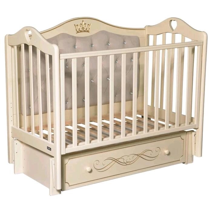 Детская кровать Rouz Elegance Premium, мягкая стенка, маятник, ящик, цвет слоновая кость от компании Интернет-гипермаркет «MOLL» - фото 1