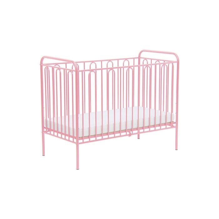 Детская кроватка Polini kids Vintage 110 металлическая, цвет розовый от компании Интернет-гипермаркет «MOLL» - фото 1