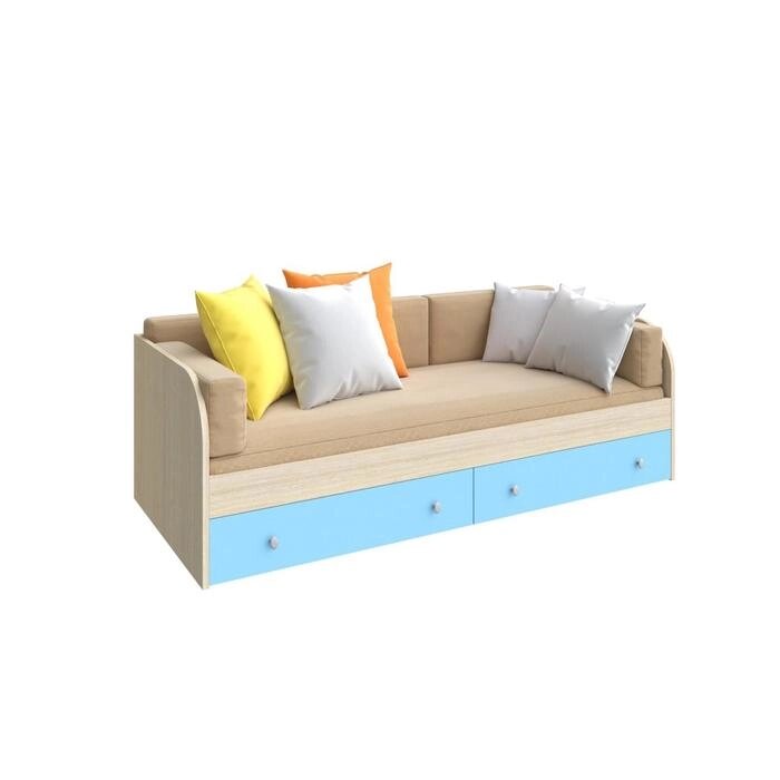 Детская одноярусная кровать "Астра", цвет дуб молочный / голубой от компании Интернет-гипермаркет «MOLL» - фото 1