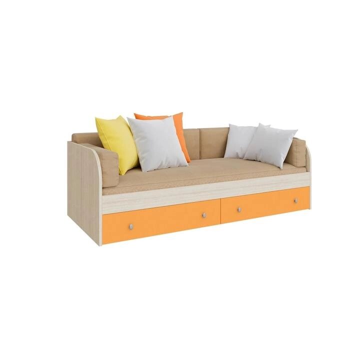 Детская одноярусная кровать "Астра", цвет дуб молочный / оранжевый от компании Интернет-гипермаркет «MOLL» - фото 1
