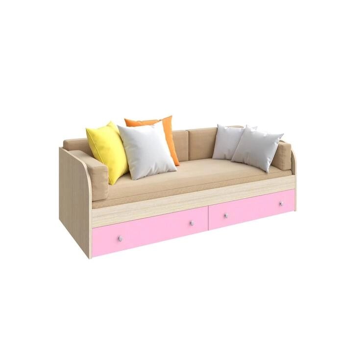 Детская одноярусная кровать "Астра", цвет дуб молочный / розовый от компании Интернет-гипермаркет «MOLL» - фото 1
