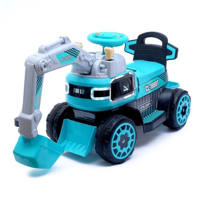 Детский электромобиль "Экскаватор", привод ковша ручной, световые и звуковые эффекты, цвет голубой от компании Интернет-гипермаркет «MOLL» - фото 1