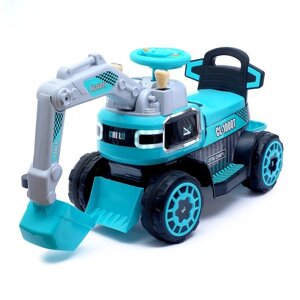 Детский электромобиль "Экскаватор", привод ковша ручной, световые и звуковые эффекты, цвет голубой