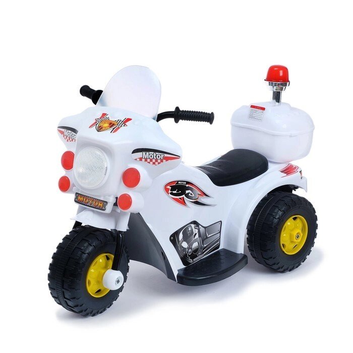 Детский электромобиль "Мотоцикл шерифа", цвет белый от компании Интернет-гипермаркет «MOLL» - фото 1