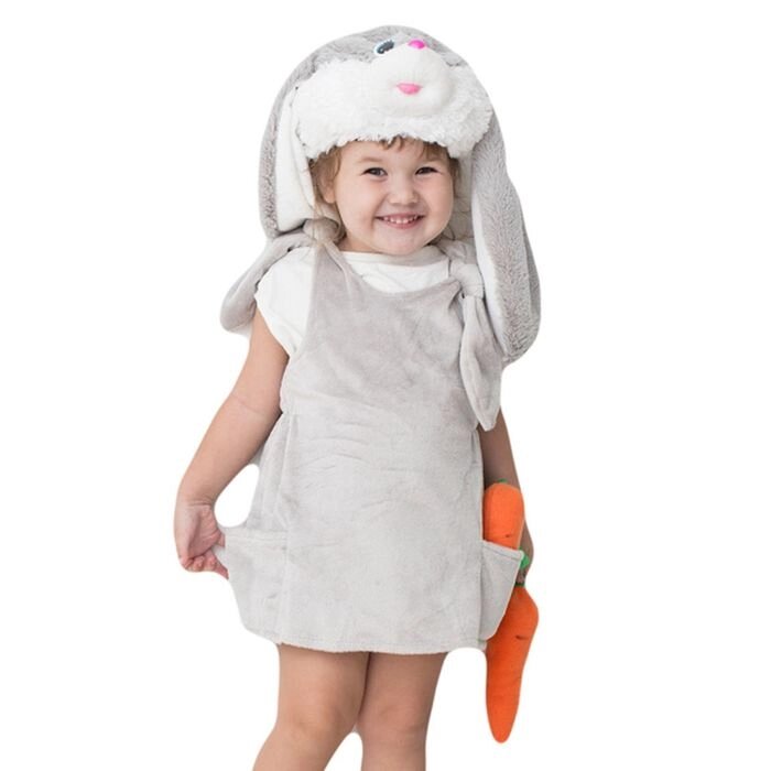 Детский карнавальный костюм "Заюша", шапка, платье, мягконабивная морковка, 1-2 года, рост 92 см от компании Интернет-гипермаркет «MOLL» - фото 1