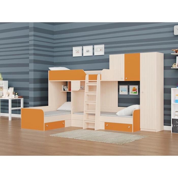 Детский комплекс "Трио/2", цвет дуб молочный / оранжевый от компании Интернет-гипермаркет «MOLL» - фото 1
