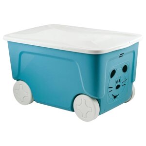 Детский ящик для игрушек "COOL" на колесах 50 литров , цвет синий колокольчик 9466293