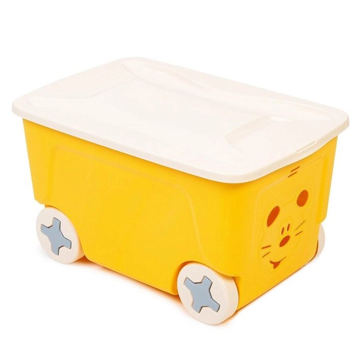 Детский ящик для игрушек COOL на колесах 50 литров, цвет жёлтый от компании Интернет-гипермаркет «MOLL» - фото 1