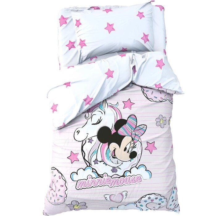 Детское постельное бельё 1,5 сп "Minnie Mouse" с единорогом, 143*215 см, 150*214 см, 50*70 см -1 шт, поплин от компании Интернет-гипермаркет «MOLL» - фото 1
