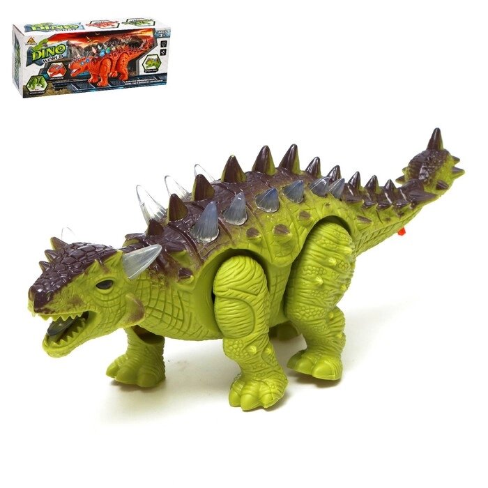 Динозавр "Анкилозавр" работает от батареек, световые и звуковые эффекты, цвет зелёный от компании Интернет-гипермаркет «MOLL» - фото 1