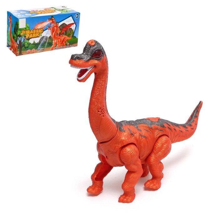 Динозавр "Диплодок", эффект дыма, откладывает яйца, с проектором цвет оранжевый от компании Интернет-гипермаркет «MOLL» - фото 1