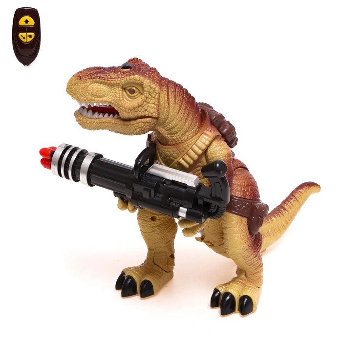 Динозавр радиоуправляемый T-Rex, стреляет ракетами, работает от батареек, цвет коричневый от компании Интернет-гипермаркет «MOLL» - фото 1