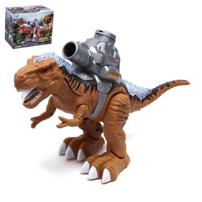 Динозавр "Рекс", стреляет шарами,  работает от батареек, свет и звук, цвет коричневый от компании Интернет-гипермаркет «MOLL» - фото 1