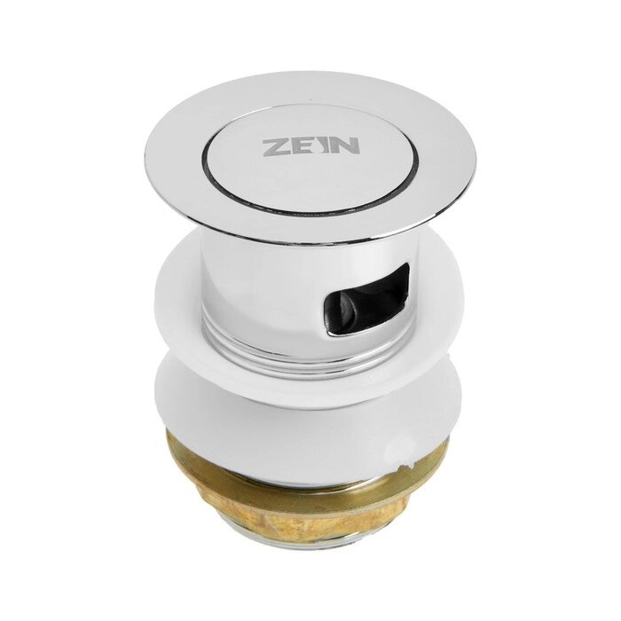 Донный клапан ZEIN BP1, маленькая кнопка, с переливом, нержавеющая сталь, хром от компании Интернет-гипермаркет «MOLL» - фото 1