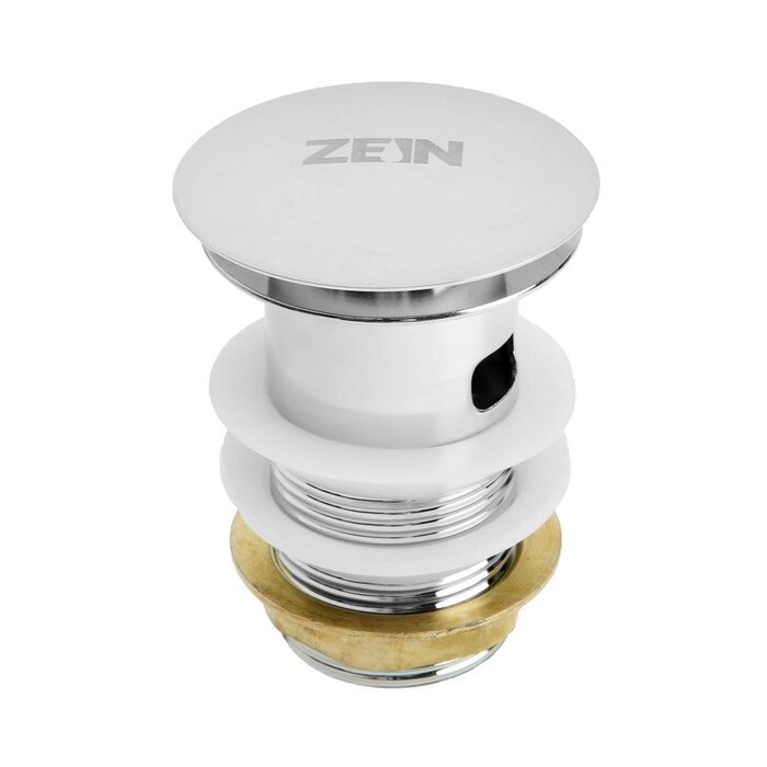 Донный клапан ZEIN BP2, большая кнопка, с переливом, нержавеющая сталь, хром от компании Интернет-гипермаркет «MOLL» - фото 1