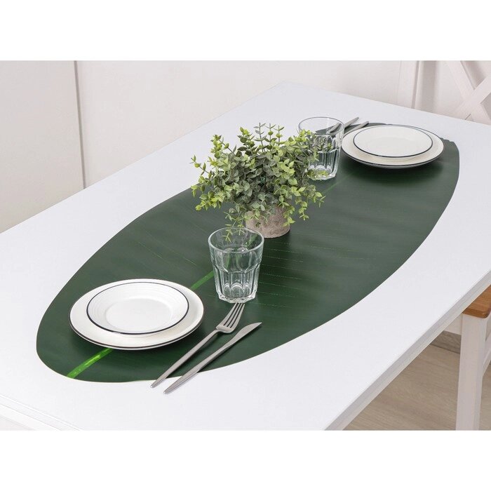 Дорожка для стола "Лист" 106х46 см, цвет зеленый от компании Интернет-гипермаркет «MOLL» - фото 1