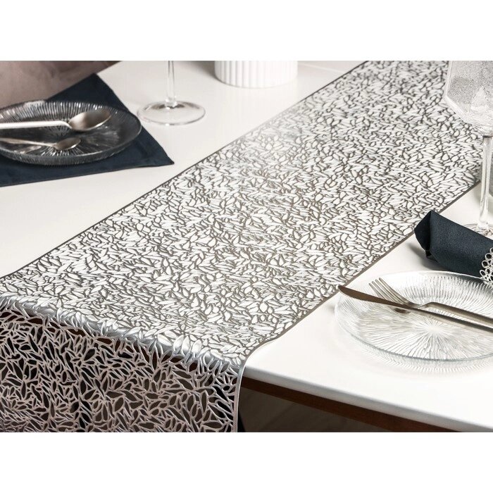 Дорожка на стол Доляна "Манифик", 30150 см, цвет серебро от компании Интернет-гипермаркет «MOLL» - фото 1