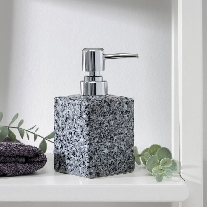 Дозатор для жидкого мыла Доляна "Гранит", 400 мл, цвет серый от компании Интернет-гипермаркет «MOLL» - фото 1