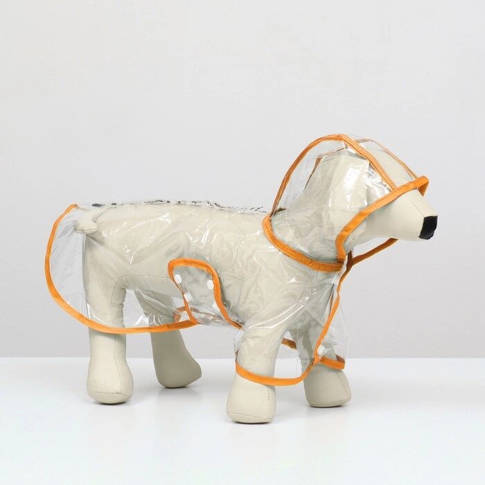 Дождевик для собак, размер S  (ДС 22, ОГ 35-38, ОШ 36 см), оранжевый от компании Интернет-гипермаркет «MOLL» - фото 1