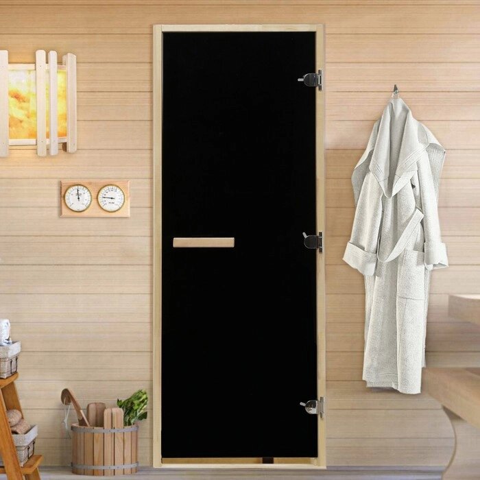 Дверь для бани и сауны "БЛЭК", размер коробки 180х70 см, липа, 8 мм от компании Интернет-гипермаркет «MOLL» - фото 1