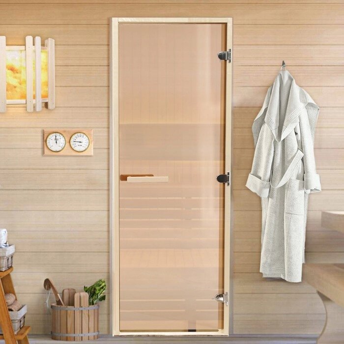 Дверь для бани и сауны "Бронза", размер коробки 190х70 см, липа, 8 мм от компании Интернет-гипермаркет «MOLL» - фото 1