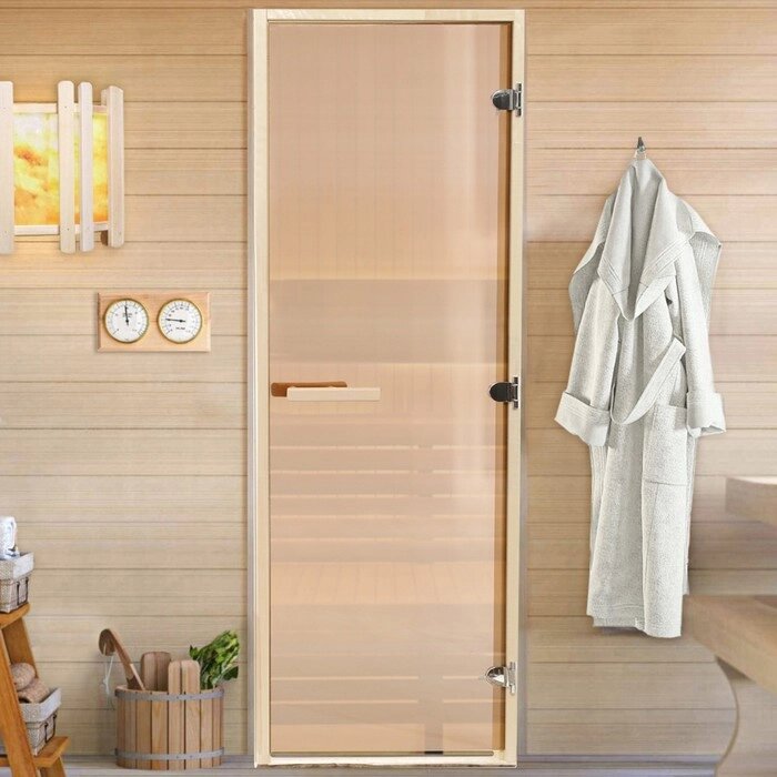 Дверь для бани и сауны "Бронза", размер коробки 200х70 см, липа, 8 мм от компании Интернет-гипермаркет «MOLL» - фото 1