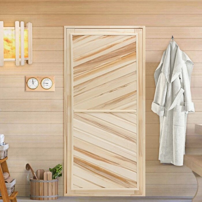Дверь для бани и сауны, размер коробки 170х80 см, универсальная, липа от компании Интернет-гипермаркет «MOLL» - фото 1