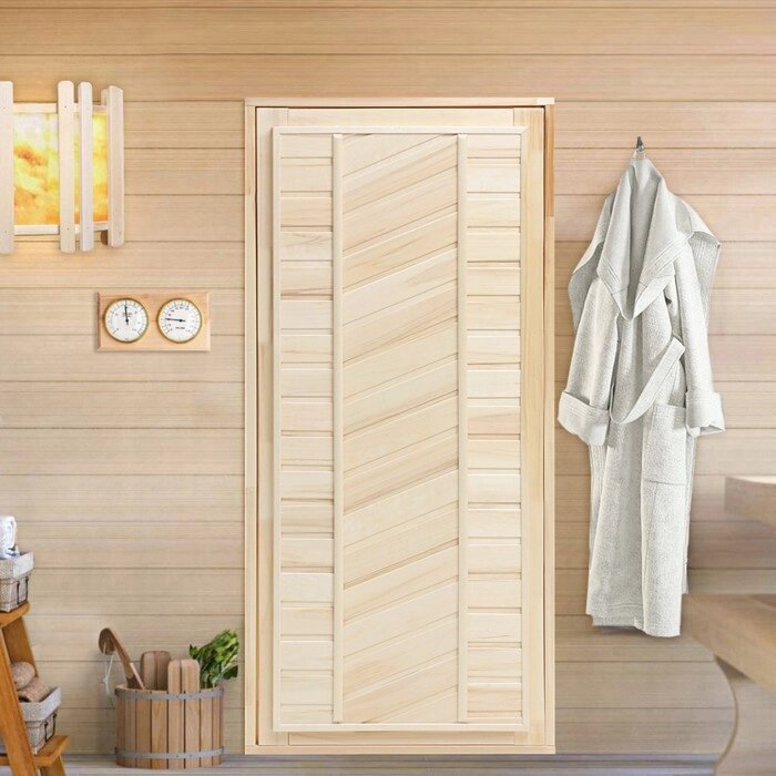 Дверь для бани и сауны, размер коробки 170х80 см, универсальная липа от компании Интернет-гипермаркет «MOLL» - фото 1