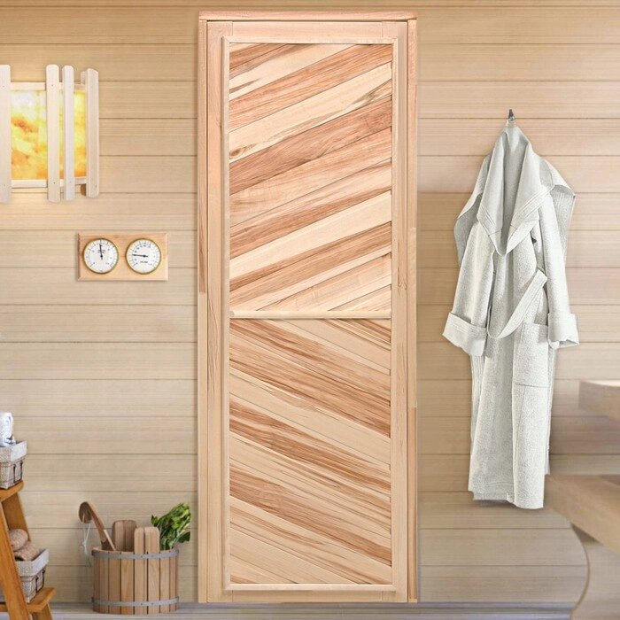Дверь для бани и сауны, размер коробки 180х70 см, универсальная, липа от компании Интернет-гипермаркет «MOLL» - фото 1