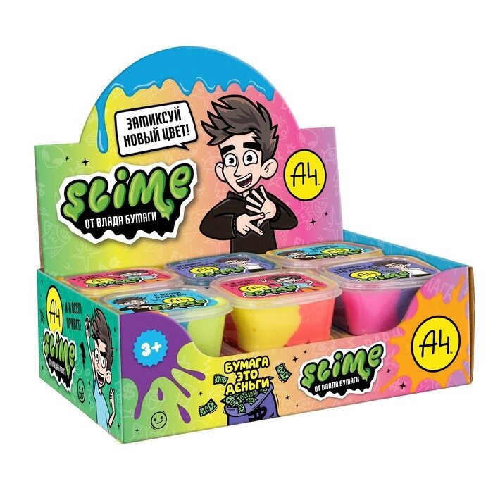 Двухцветный слайм шоу-бокс Влад А4, Slime 3 вида 12 шт, игрушка для детей от компании Интернет-гипермаркет «MOLL» - фото 1