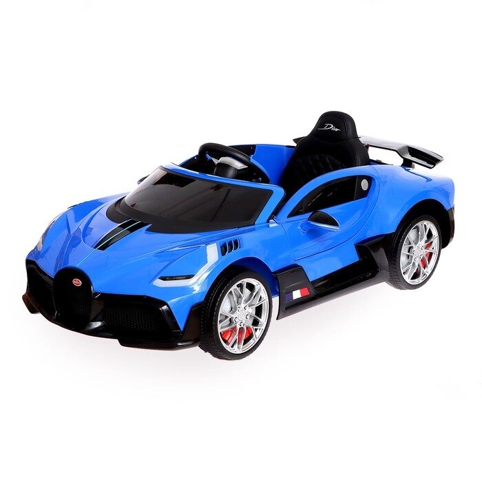 Электромобиль Bugatti Divo, EVA колёса, кожаное сидение, цвет синий от компании Интернет-гипермаркет «MOLL» - фото 1